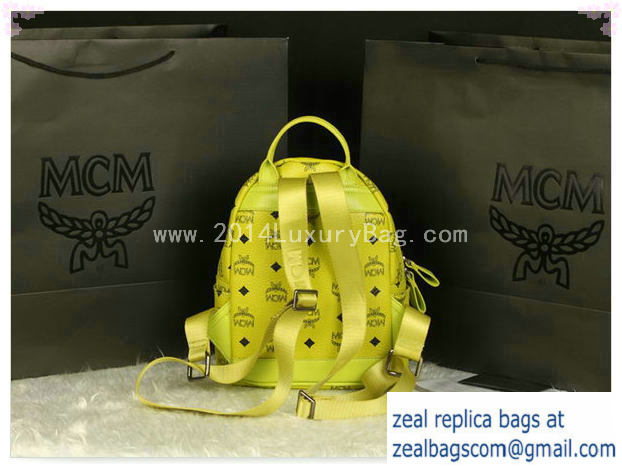 High Quality Replica MCM Stark Backpack Medium in Calf Leather 8003 Lemon - Click Image to Close